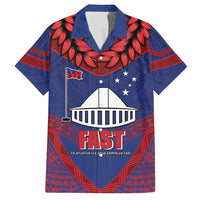 Personalised FAST Party Samoa Family Matching Off Shoulder Short Dress and Hawaiian Shirt Samoan Coat Of Arms Ulafala Style