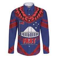 Personalised FAST Party Samoa Family Matching Summer Maxi Dress and Hawaiian Shirt Samoan Coat Of Arms Ulafala Style LT05 Dad's Shirt - Long Sleeve Blue - Polynesian Pride