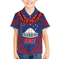 Personalised FAST Party Samoa Family Matching Summer Maxi Dress and Hawaiian Shirt Samoan Coat Of Arms Ulafala Style LT05 Son's Shirt Blue - Polynesian Pride