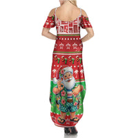 Mele Kalikimaka Hawaii Christmas Family Matching Summer Maxi Dress and Hawaiian Shirt Funny Santa 67 Gen Alpha Slang - Polynesian Pride