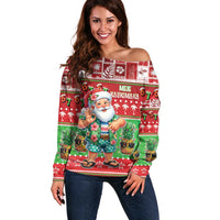 Mele Kalikimaka Hawaii Christmas Off Shoulder Sweater Funny Santa 67 Gen Alpha Slang - Polynesian Pride