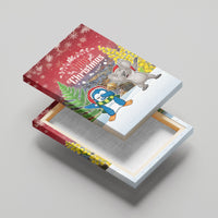Christmas In July Canvas Wall Art Funny Dabbing Dance Koala And Blue Penguins