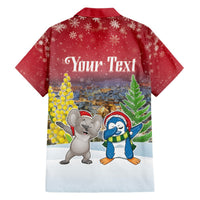 Personalised Christmas In July Hawaiian Shirt Funny Dabbing Dance Koala And Blue Penguins LT05 - Polynesian Pride
