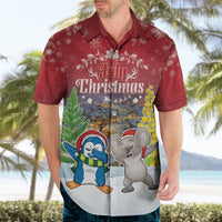 Personalised Christmas In July Hawaiian Shirt Funny Dabbing Dance Koala And Blue Penguins LT05 - Polynesian Pride