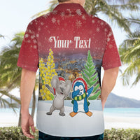 Personalised Christmas In July Hawaiian Shirt Funny Dabbing Dance Koala And Blue Penguins LT05 - Polynesian Pride