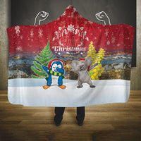 Christmas In July Hooded Blanket Funny Dabbing Dance Koala And Blue Penguins LT05 One Size Red - Polynesian Pride
