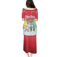 Personalised Christmas In July Puletasi Funny Dabbing Dance Koala And Blue Penguins LT05 - Polynesian Pride