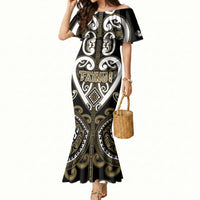 Custom Aotearoa Waikato Tainui Mermaid Dress Maori Tribal Pattern LT05 Women Dark Yellow - Polynesian Pride
