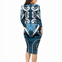 Custom Aotearoa Ngati Kahungunu Long Sleeve Bodycon Dress Maori Tribal Pattern LT05 - Polynesian Pride