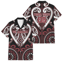Custom Aotearoa Te Arawa Family Matching Off Shoulder Maxi Dress and Hawaiian Shirt Maori Tribal Pattern LT05 Dad's Shirt - Short Sleeve Red - Polynesian Pride