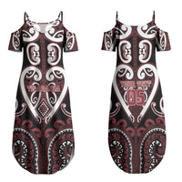 Custom Aotearoa Te Arawa Family Matching Summer Maxi Dress and Hawaiian Shirt Maori Tribal Pattern LT05 Mom's Dress Red - Polynesian Pride