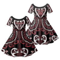 Custom Aotearoa Te Arawa Family Matching Tank Maxi Dress and Hawaiian Shirt Maori Tribal Pattern LT05 Daughter's Dress Red - Polynesian Pride