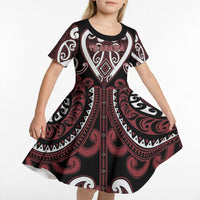 Custom Aotearoa Te Arawa Kid Short Sleeve Dress Maori Tribal Pattern LT05 - Polynesian Pride