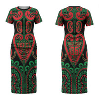 Custom Aotearoa Ngai Tuhoe Couples Matching Short Sleeve Bodycon Dress and Hawaiian Shirt Maori Tribal Pattern LT05 - Polynesian Pride
