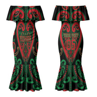 Custom Aotearoa Ngai Tuhoe Family Matching Mermaid Dress and Hawaiian Shirt Maori Tribal Pattern LT05 Mom's Dress Black - Polynesian Pride