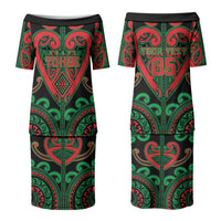 Custom Aotearoa Ngai Tuhoe Family Matching Puletasi and Hawaiian Shirt Maori Tribal Pattern LT05 Mom's Dress Black - Polynesian Pride