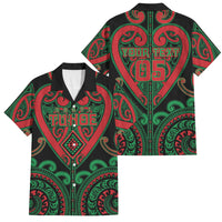 Custom Aotearoa Ngai Tuhoe Family Matching Puletasi and Hawaiian Shirt Maori Tribal Pattern LT05 Dad's Shirt - Short Sleeve Black - Polynesian Pride