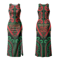 Custom Aotearoa Ngai Tuhoe Family Matching Tank Maxi Dress and Hawaiian Shirt Maori Tribal Pattern LT05 Mom's Dress Black - Polynesian Pride