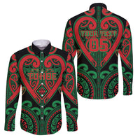 Custom Aotearoa Ngai Tuhoe Family Matching Tank Maxi Dress and Hawaiian Shirt Maori Tribal Pattern LT05 Dad's Shirt - Long Sleeve Black - Polynesian Pride
