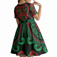 Custom Aotearoa Ngai Tuhoe Kid Short Sleeve Dress Maori Tribal Pattern LT05 - Polynesian Pride