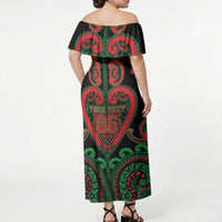 Custom Aotearoa Ngai Tuhoe Off Shoulder Maxi Dress Maori Tribal Pattern LT05 - Polynesian Pride