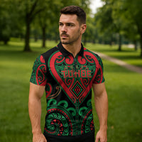 Custom Aotearoa Ngai Tuhoe Zipper Polo Shirt Maori Tribal Pattern LT05 - Polynesian Pride