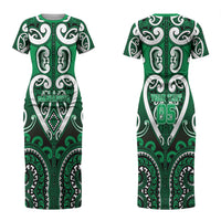 Custom Aotearoa Ngati Maniapoto Couples Matching Short Sleeve Bodycon Dress and Hawaiian Shirt Maori Tribal Pattern LT05 - Polynesian Pride