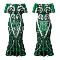 Custom Aotearoa Ngati Maniapoto Family Matching Mermaid Dress and Hawaiian Shirt Maori Tribal Pattern LT05 Mom's Dress Green - Polynesian Pride