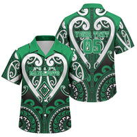 Custom Aotearoa Ngati Maniapoto Family Matching Off Shoulder Short Dress and Hawaiian Shirt Maori Tribal Pattern LT05 Son's Shirt Green - Polynesian Pride
