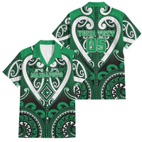 Custom Aotearoa Ngati Maniapoto Family Matching Tank Maxi Dress and Hawaiian Shirt Maori Tribal Pattern LT05 Dad's Shirt - Short Sleeve Green - Polynesian Pride