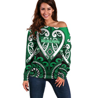 Custom Aotearoa Ngati Maniapoto Off Shoulder Sweater Maori Tribal Pattern