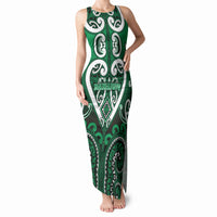 Custom Aotearoa Ngati Maniapoto Tank Maxi Dress Maori Tribal Pattern LT05 Women Green - Polynesian Pride