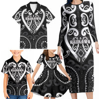 Custom Aotearoa Ngati Raukawa Family Matching Long Sleeve Bodycon Dress and Hawaiian Shirt Maori Tribal Pattern