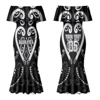 Custom Aotearoa Ngati Raukawa Family Matching Mermaid Dress and Hawaiian Shirt Maori Tribal Pattern LT05 Mom's Dress Black - Polynesian Pride