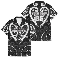 Custom Aotearoa Ngati Raukawa Family Matching Off Shoulder Maxi Dress and Hawaiian Shirt Maori Tribal Pattern LT05 Dad's Shirt - Short Sleeve Black - Polynesian Pride
