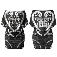Custom Aotearoa Ngati Raukawa Family Matching Off Shoulder Short Dress and Hawaiian Shirt Maori Tribal Pattern