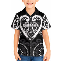 Custom Aotearoa Ngati Raukawa Kid Hawaiian Shirt Maori Tribal Pattern LT05 Kid Black - Polynesian Pride