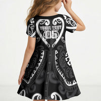 Custom Aotearoa Ngati Raukawa Kid Short Sleeve Dress Maori Tribal Pattern LT05 - Polynesian Pride