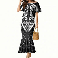 Custom Aotearoa Ngati Raukawa Mermaid Dress Maori Tribal Pattern LT05 Women Black - Polynesian Pride
