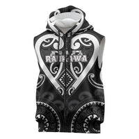 Custom Aotearoa Ngati Raukawa Sleeveless Zip Hoodie Maori Tribal Pattern