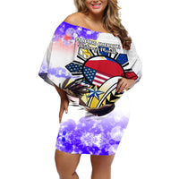 Filipino American History Month Off Shoulder Short Dress The Eight-Rayed Sun Flags With Bald Eagle LT05 Women White - Polynesian Pride