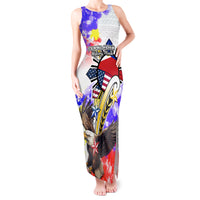 Personalized Filipino American History Month Tank Maxi Dress The Eight-Rayed Sun Flags With Bald Eagle LT05 Women White - Polynesian Pride