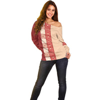 Papua New Guinea Off Shoulder Sweater Oro Tapa Pattern