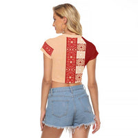 Papua New Guinea Raglan Cropped T Shirt Oro Tapa Pattern