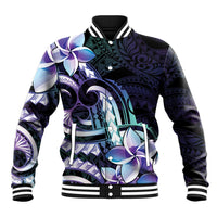 Polynesian Art Tattoo Baseball Jacket Plumeria Flowers Turquoise Gradient LT05 Unisex Turquoise - Polynesian Pride