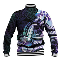 Polynesian Art Tattoo Baseball Jacket Plumeria Flowers Turquoise Gradient LT05 - Polynesian Pride