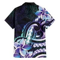 Polynesian Art Tattoo Hawaiian Shirt Plumeria Flowers Turquoise Gradient