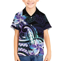 Polynesian Art Tattoo Hawaiian Shirt Plumeria Flowers Turquoise Gradient