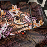 Polynesian Art Tattoo Back Car Seat Cover Plumeria Flowers Peach Gradient