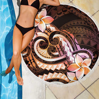 Polynesian Art Tattoo Beach Blanket Plumeria Flowers Peach Gradient